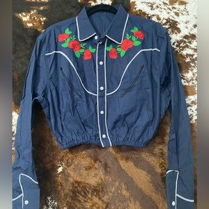Vintage Embroidered Western Rework Crop